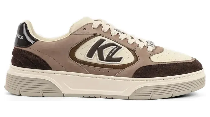 Karl Lagerfeld Kourtney sneakers met vlakken en logopatch – Bruin (KL53026)