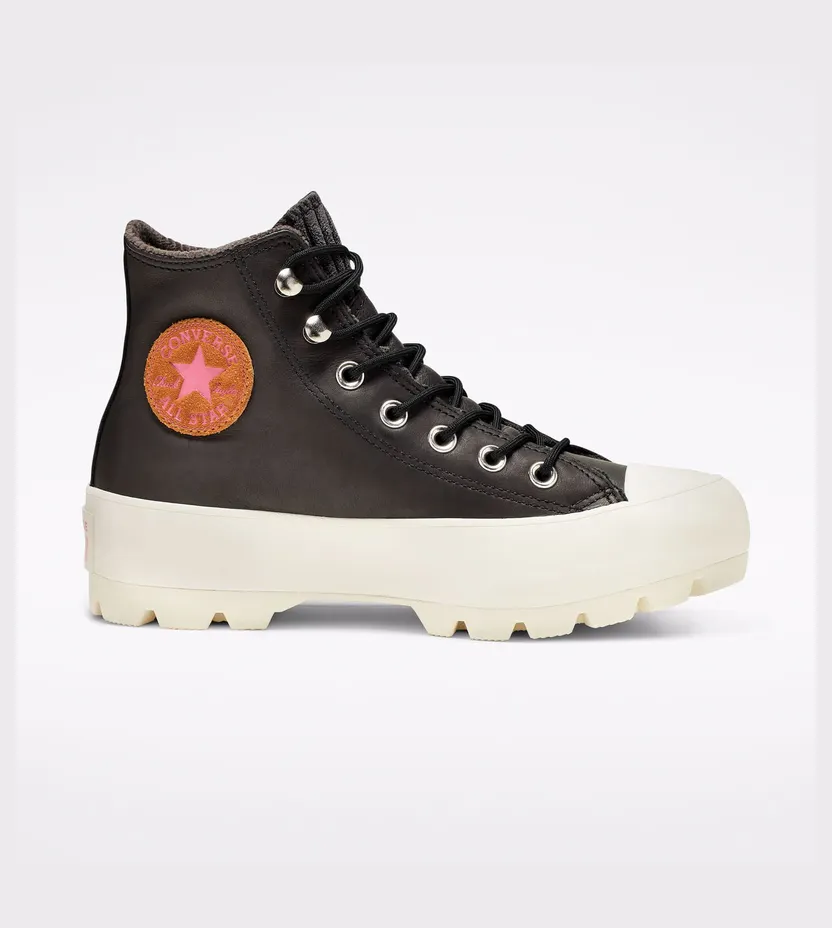 Converse Chuck Taylor All Star Lugged Waterproof Leather High Top Thick Sole Black White (565006C)