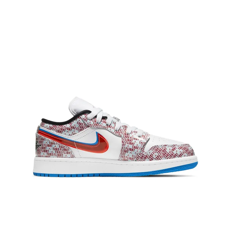 Jordan 1 Low SE Take Flight (GS) White/Blue Hero-Bright Crimson-Black (DD1527-114)