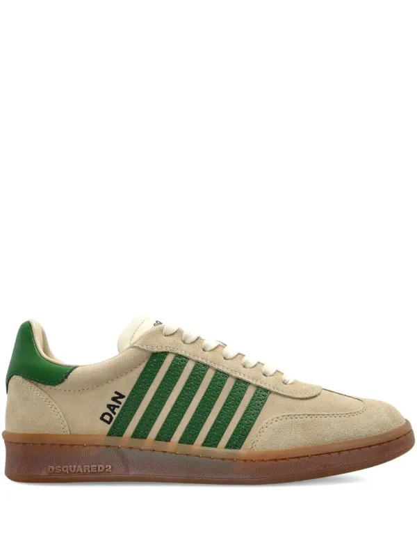 DSQUARED2 Gestreepte suède sneakers – Green (SNW036414170001)