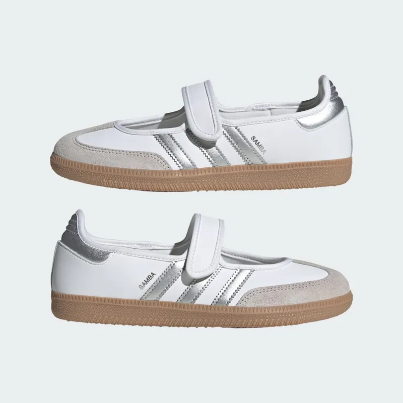 Adidas SAMBA OG Shoes Cloud White / Silver Metallic / Gum (KJ3785)