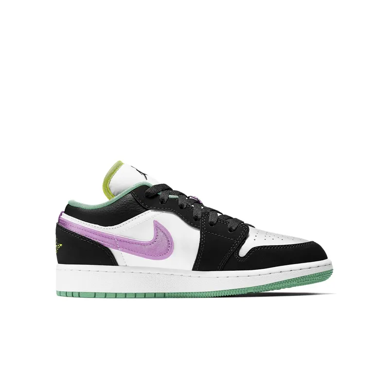 Jordan 1 Low Black White Purple (GS) (553560-151)