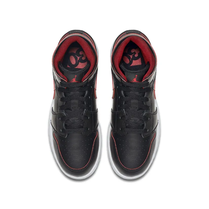 Jordan 1 Mid Lance Mountain Bred (GS) Black/White-Gym Red-Black (554725-028)