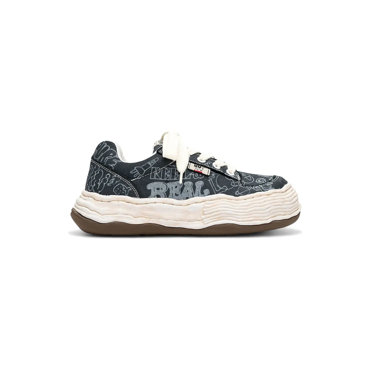 Maison Mihara Yasuhiro Oliver OG Sole Graffiti Printed Canvas Low Black White (A16FW705-BLKWHT)