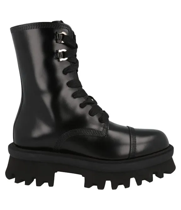 Ferragamo Kira Leather Combat Boots Black (01F701-763843-M)