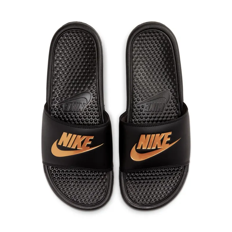Nike Benassi Slides Just Do It Black/Metallic Gold (343880-016)