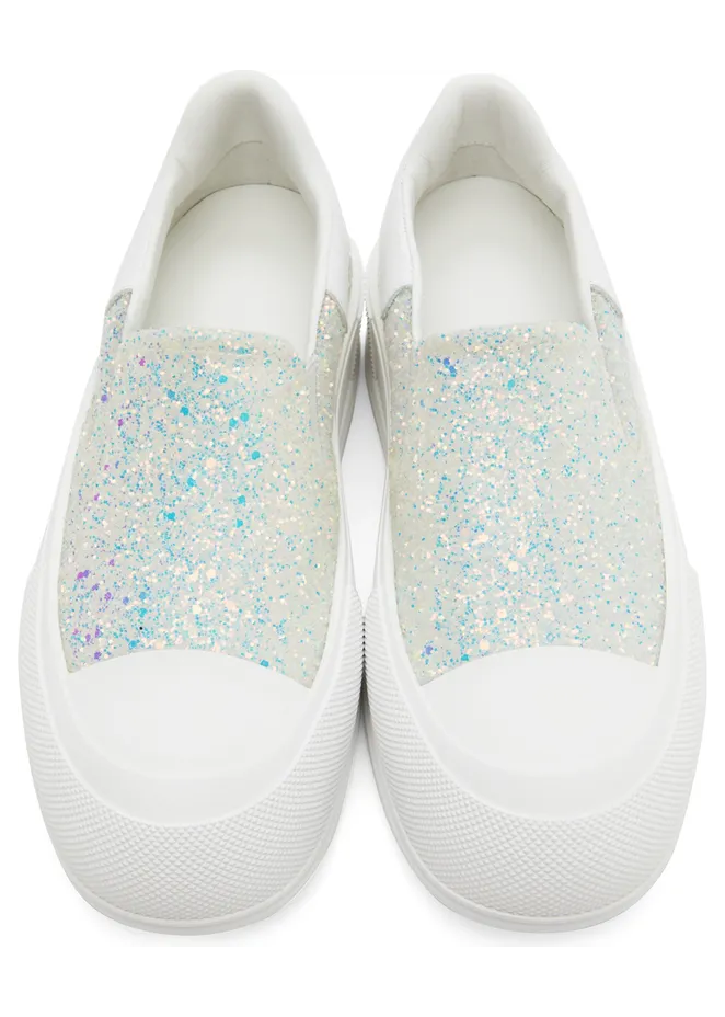 Alexander McQueen White Glitter Slip-On Sneakers (685689W4SA2) (5)