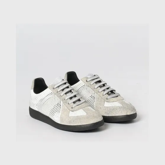 Maison Margiela Replica Used Suede and Mesh Nylon Sneakers Grey (S97WS0100P7645H0966)