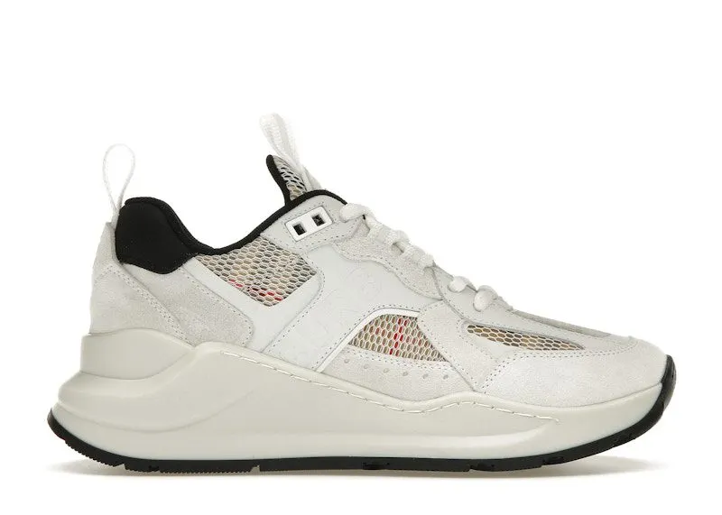 Burberry Logo Print Leather, Suede and Check Mesh Sneakers Archive Beige White (80634701)