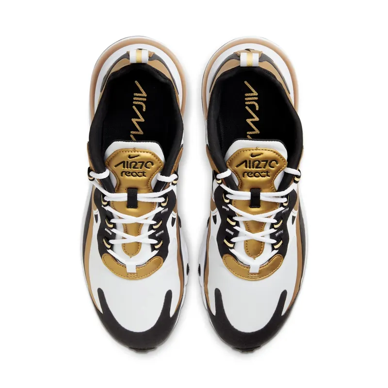 Nike Air Max 270 React White Metallic Gold White/Black-Metallic Gold (CW7298-100)