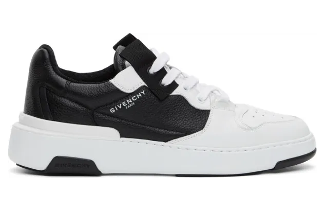 Givenchy White and Black Asymmetric Wing Low Sneakers (BH002KH0PD)