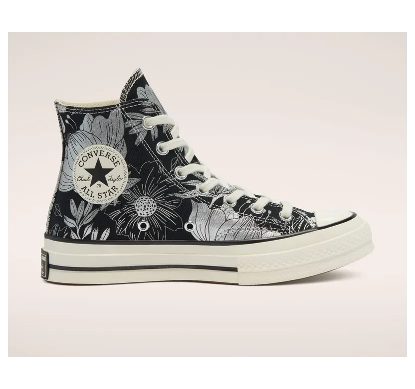 Converse Chuck 70 High ‘Vintage Floral – Black Silver’ Black/Silver/Egret (569236C)