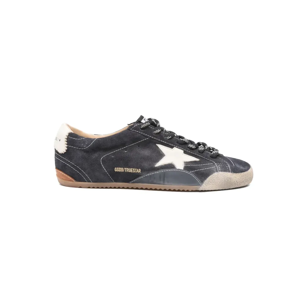 Golden Goose True-Star aus dunkelblauem Wildleder mit weißem Nappaleder-Stern und Fersenlasche “Grey” (GWF00922F008370)