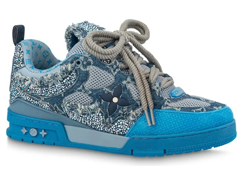 Louis Vuitton Skate Trainer Blue Swarovski Monogram (1ABMHB)