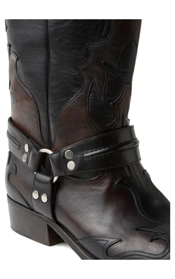 Versace Sylvester Leather Texan “Black/Brown” (1A18030 1024743 2BD6K) (4)