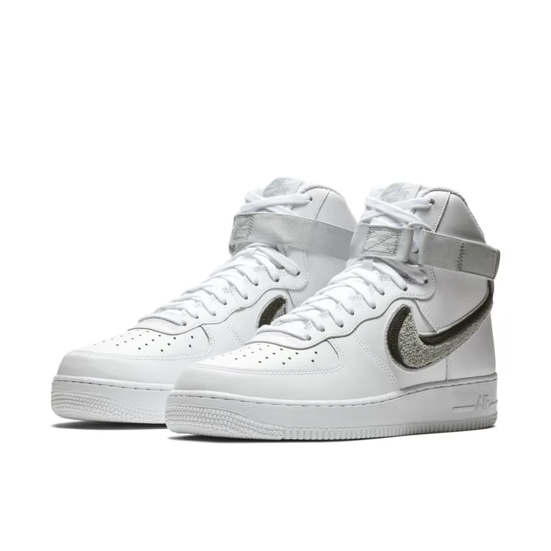 Nike Air Force 1 High 3D Chenille White Grey Black White/Wolf Grey-Pure Platinum-Black (806403-105)