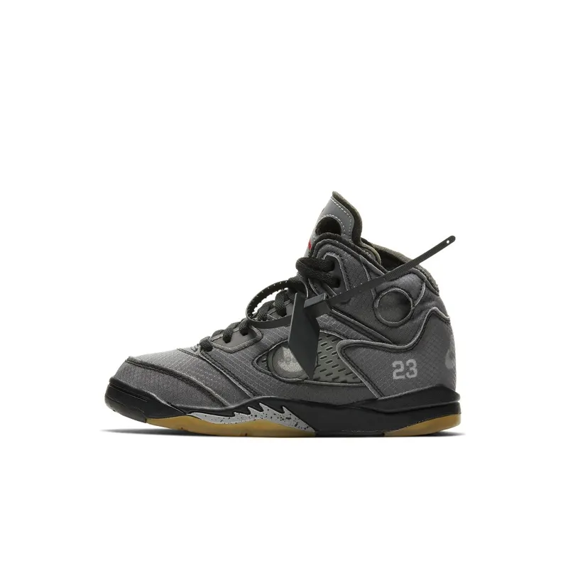 Jordan 5 Retro Off-White Black (PS) Black/Muslin-Fire Red (CV4827-001)