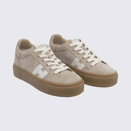 Hogan Crosswind Suede Leather Platform Sneakers Beige (HXW7050GB00UHT0R2A)