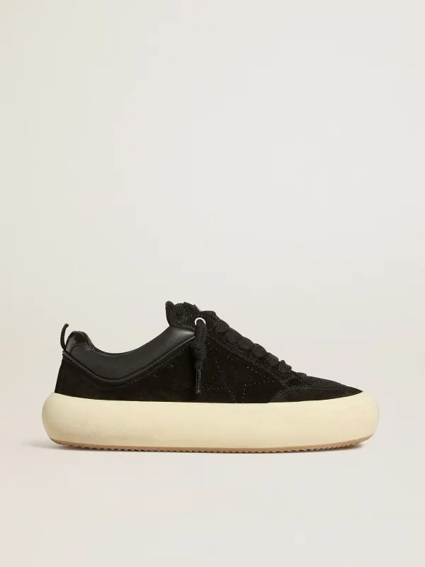 Golden Goose Space-Star Cube In Black Suede With Perforated Star (GMF00807.F007093.90100)