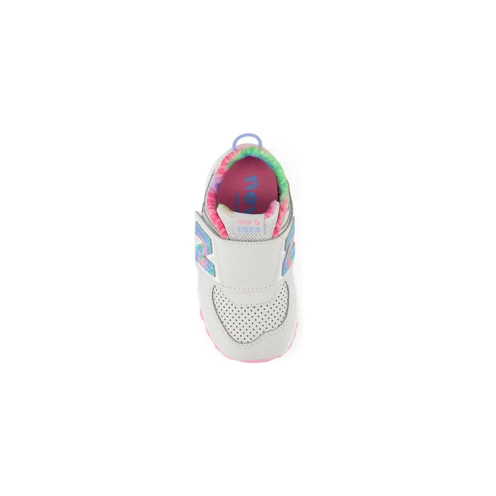 New Balance 574 Hook and Loop Grey Matter Signal Pink Tie-Dye (NW574KL)