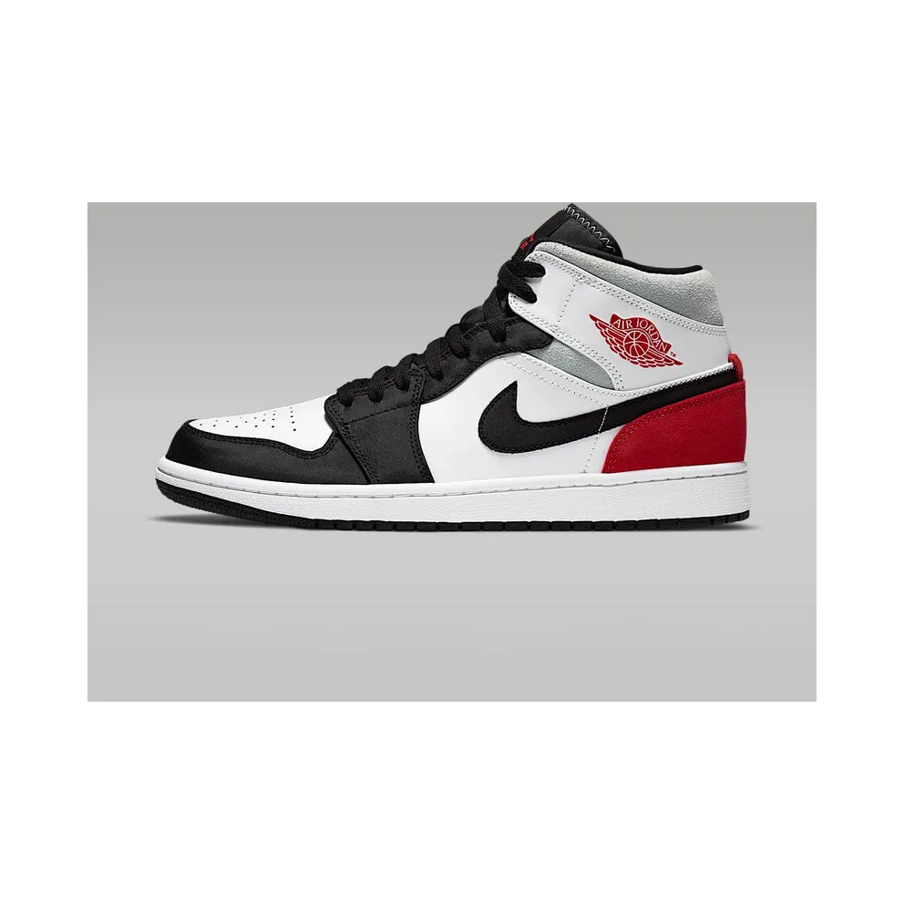 Jordan 1 Mid SE Union Black Toe White/Black-Light Smoke Grey-Gym Red (852542-100)