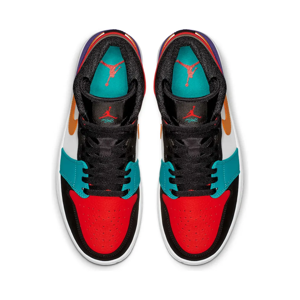 Jordan 1 Mid Bred Multi-Color White/University Red-Black-Turbo Green (554724-125)