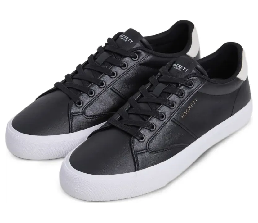 Hackett London logo-print leather low-top “Black” (HMS200066)