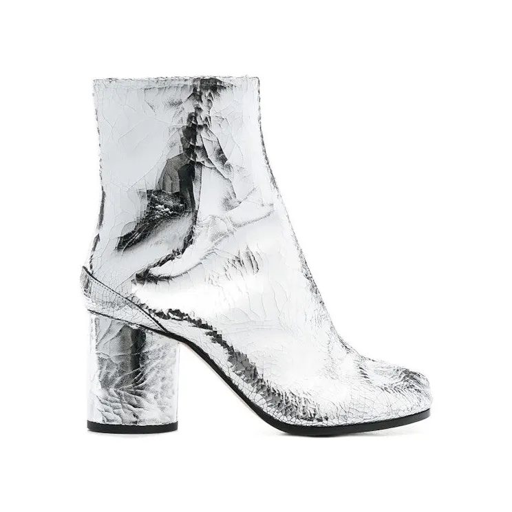 Maison Margiela Tabi Ankle Heel Boot Cracked Metallic Silver (S58WU0260 P5016 T9002)
