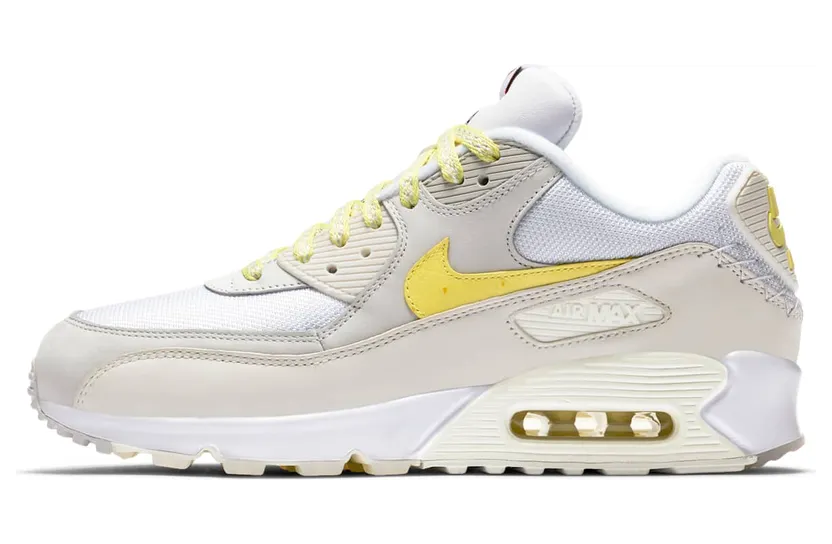 Nike Air Max 90 PRM ‘Side A’ White/Lemon Frost-Light Bone (CI6394-100)