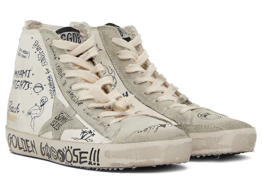 Golden Goose White & Gray Francy Classic High-Top Sneakers (GMF00113.F002669.10220) (4)