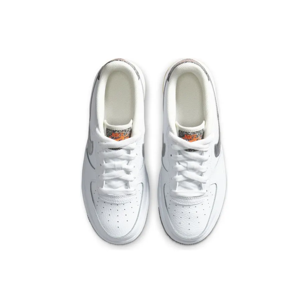 Nike Air Force 1 Crater Grind (GS) White/Metallic Silver-Light Smoke Grey-Laser Orange (DB1558-100)