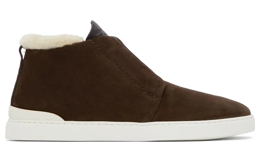 Ermenegildo Zegna Brown Suede Triple Stitch Sneakers (212.LHKUR.A5137X.TDM)