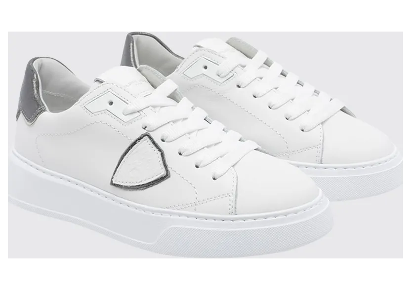 Philippe Model Temple Smooth Calfskin Low-Top Sneakers with Bicolor Design White (BTLDVM06)