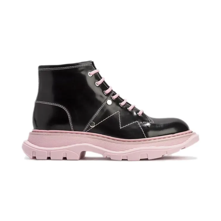 Alexander McQueen Tread Lace-Up Boot Black Pink (595469WHZ811488)