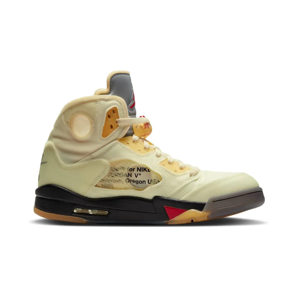 Jordan 5 Retro OFF-WHITE Sail Sail/Fire Red-Muslin-Black (DH8565-100)