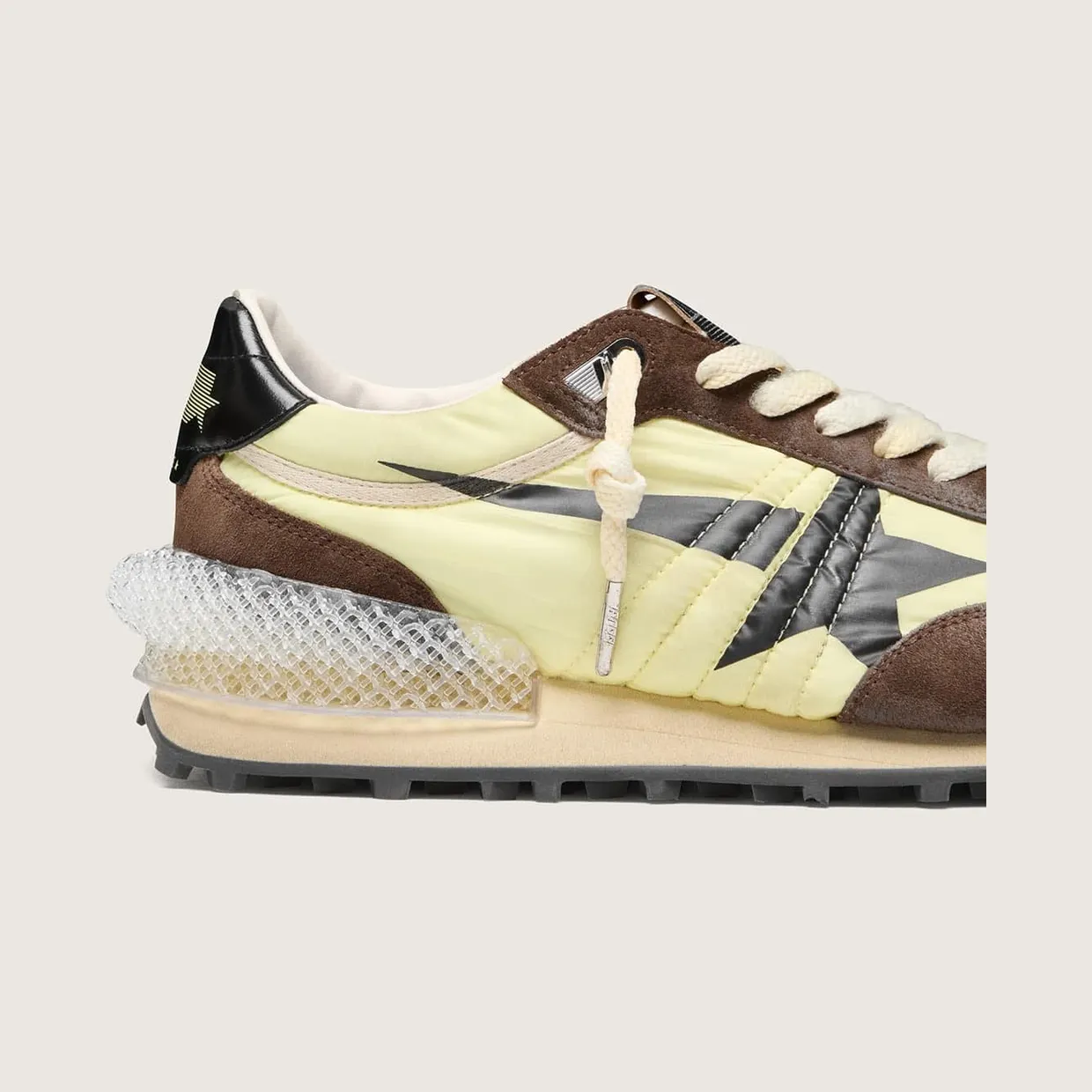 Golden Goose Men’S Marathon In Lime-Green Nylon With Black Star And Brown Suede Inserts (GMF00684.F008623.20396) (4)