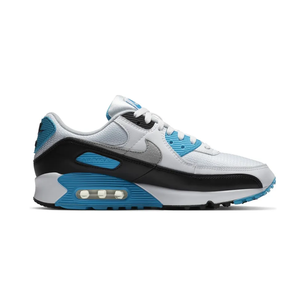 Nike Air Max 90 Laser Blue (2020) White/Black-Grey Fog-Laser Blue (CJ6779-100)