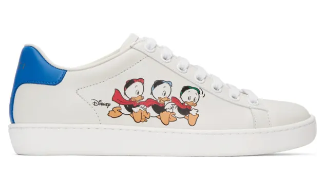 Gucci White and Blue Disney Edition Donald Duck Ace Sneakers (649398 AYO70)