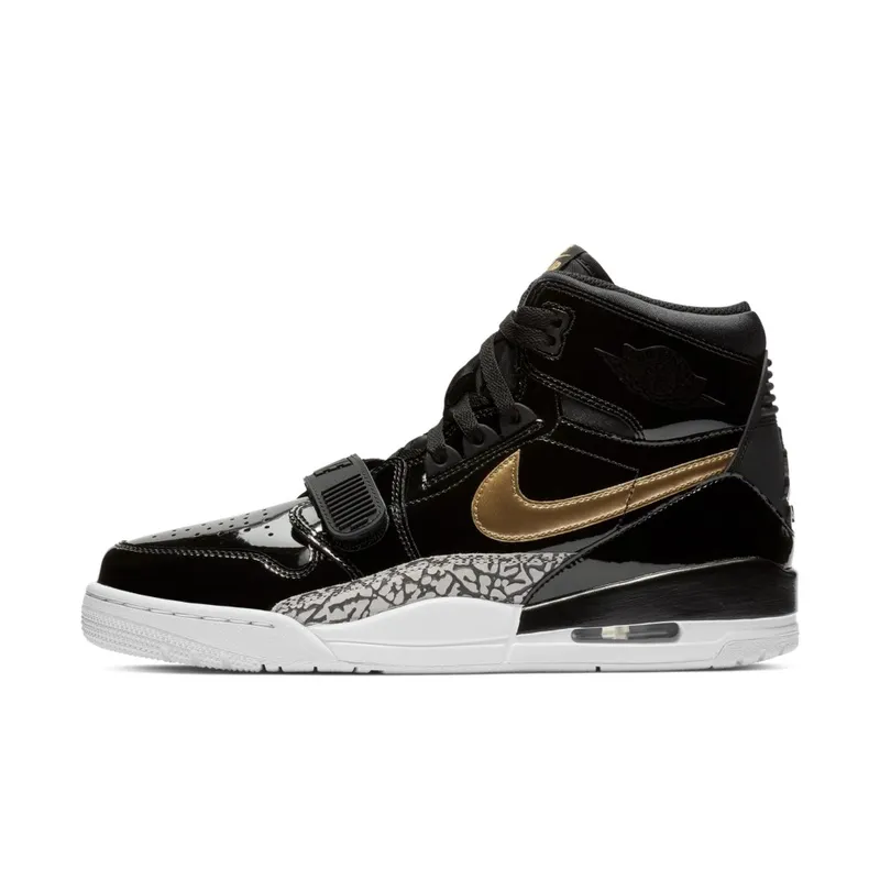 Jordan Legacy 312 Black Gold Patent Black/Metallic Gold-White (AV3922-007)