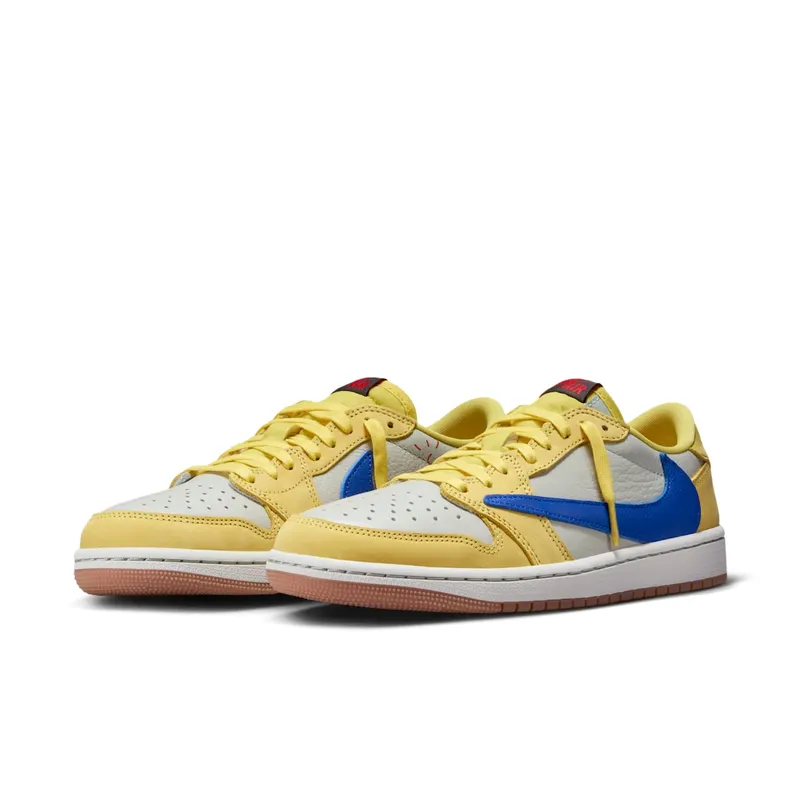 Jordan x Travis Scott Air Jordan 1 Low “Canary/Racer Blue/Light Silver/Gum Medium Brown” (DZ4137-700)