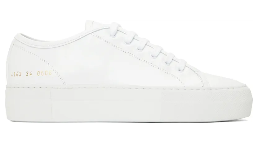 Common Projects White Tournament Low Super Sneakers (4143)
