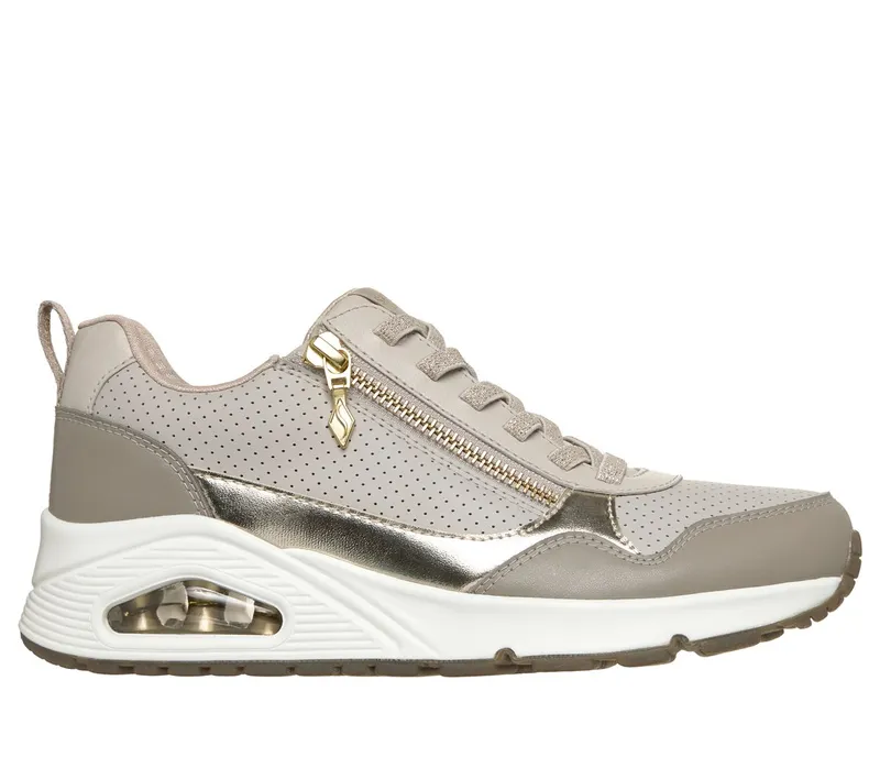 Skechers UNO – Metallic Sliders Sneaker Taupe