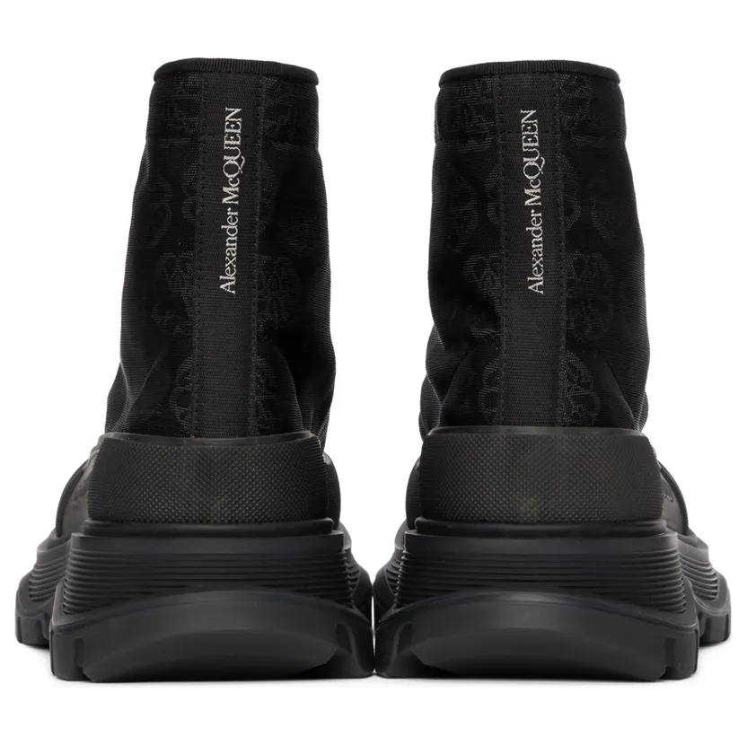 Alexander McQueen Black Floral Tread Slick High Sneakers (662675W4Q32) (4)