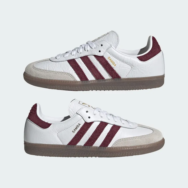 Adidas SAMBA OG Shoes Cloud White / Maroon / Gum (LA0973)