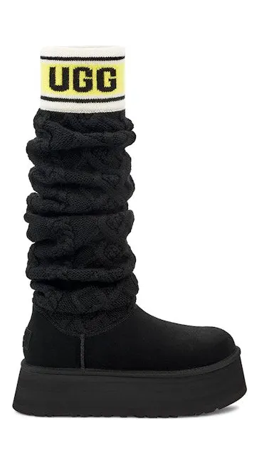 UGG Classic Sweater Letter Tall Boot Black (1144044-BLK)