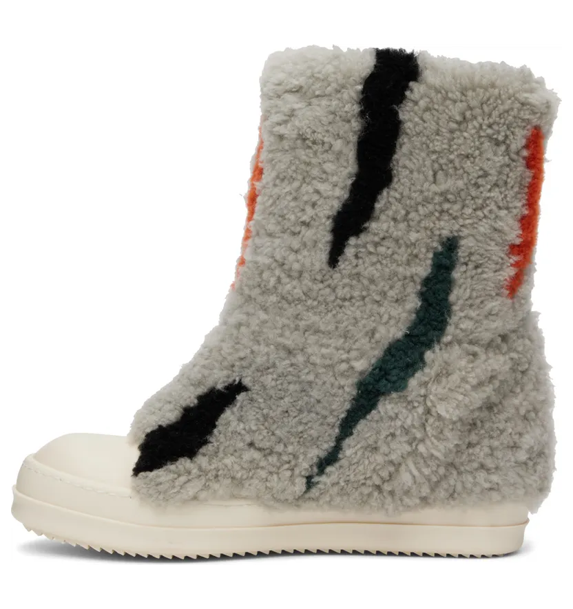 Rick Owens Gray Jumbo Puffer Shearling Sneakers (RU02B2870 LSHPZE) (3)