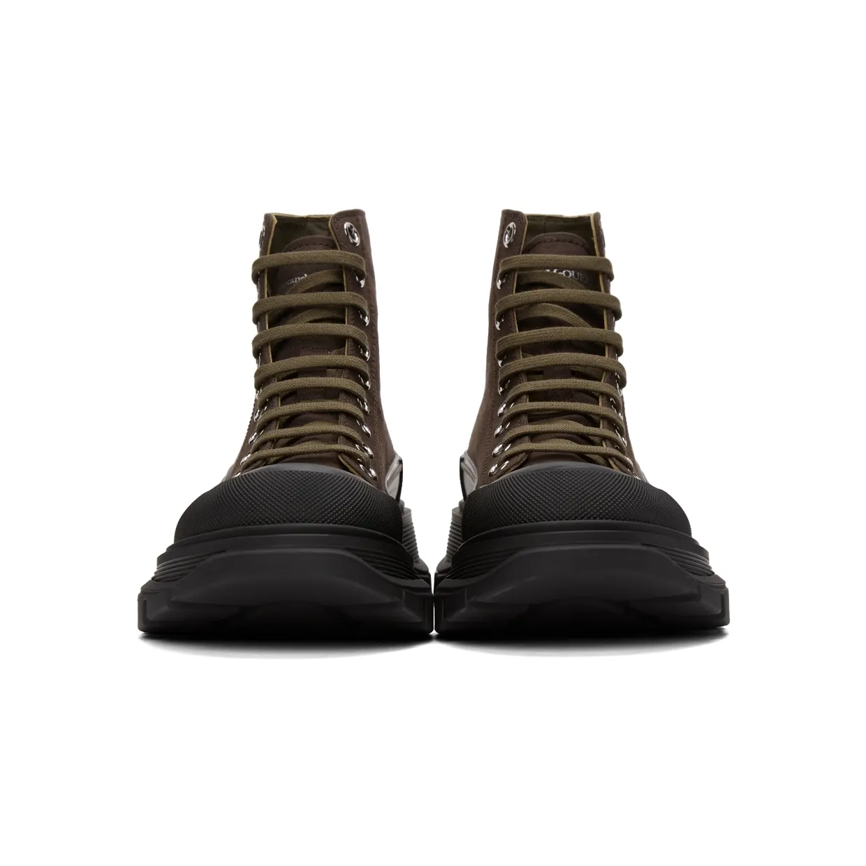 Alexander McQueen Khaki Tread Slick High Sneakers (604254W4L51) (2)