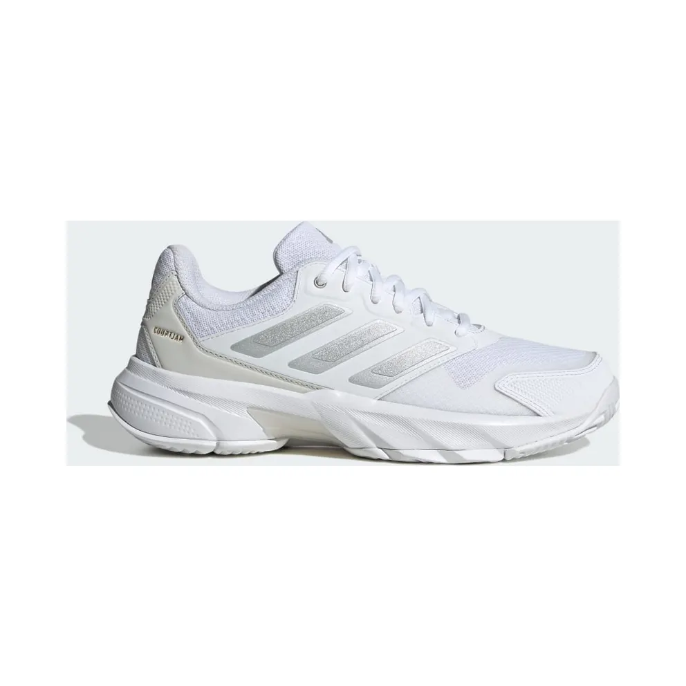 Adidas CourtJam Control 3 Tennis Shoes Cloud White / Silver Metallic / Grey One (ID2457)