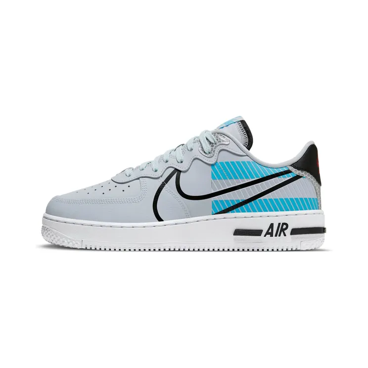 Nike 3M x Air Force 1 React “Pure Platinum / Baltic Blue / Habanero Red / Black” (CT3316-001)
