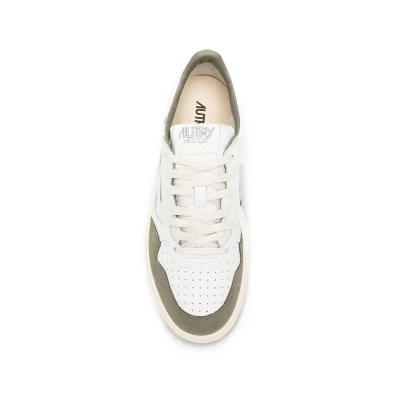 Autry Medalist Calf Suede-panelled “White/Green” (AULM FT21)
